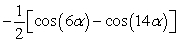 <strong>Rewrite the product as a sum using a product-to-sum identity. sin(-10 \alpha )sin(4 \alpha )</strong> A) B) C) D)