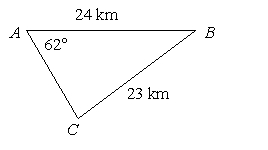<strong>Determine whether the law of cosines can be used to begin the solution process for the triangle. </strong> A) yes B) no