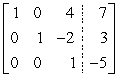 <strong>Use the following to answer questions : Use back-substitution to find the solution.</strong> A) (27, -7, -5) B) (-5, -7, 27) C) (25, -7, -5) D) (-5, -7, 25)