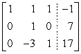 <strong>Perform the indicated row operations, then write the new matrix. </strong> A) B) C) D)