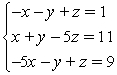 <strong>Solve the system by triangularizing the augmented matrix and using back substitution. </strong> A) (-2, -2, -3) B) (-2, -2, -2) C) (-1, -3, -2) D) (-1, -3, -3)