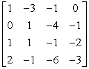Use a calculator to compute the determinant of the matrix. If the determinant is zero, write singular matrix. If the determinant is nonzero, find A<sup>-1</sup>.