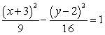 <strong>Sketch a complete graph of the equation, including asymptotes. Be sure to identify the center and vertices. </strong> A) B) C) D)