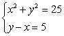 <strong>Solve using substitution. </strong> A) (0, 5), (5, 0) B) (0, 5), (-5, 0) C) (0, -5), (5, 0) D) (0, -5), (-5, 0)