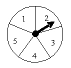 Use the following to answer questions : A game is played using a spinner like the one shown.   -For each spin, what is the probability the arrow lands on 1, 2, or 3?