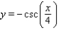 <strong>Graph the function for one period, and show (or specify) intercepts and asymptotes. </strong> A) x-intercept: none; y-intercept: none; asymptotes: , and B) x-intercept: none; y-intercept: none; asymptotes: and C) x-intercept: none; y-intercept: none; asymptotes: , and D) x-intercept: none; y-intercept: none; asymptotes: , and E) x-intercept: none; y-intercept: none; asymptotes: , and