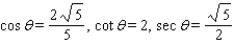 <strong>Use the definitions to evaluate the six trigonometric functions of . In cases in which a radical occurs in a denominator, rationalize the denominator. </strong> A) B) C) D) E)
