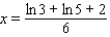 <strong>Solve the equation. Express the answer in terms of natural logarithms. 5 = 3e<sup> 3</sup><sup>x</sup><sup> - 2 </sup></strong> A) B) C) D) E)