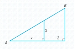 <strong>For the following figure, express the length AB as a function of x. (Hint: Note the similar triangles.) </strong> A) B) C) D) E)