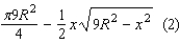 <strong>A triangle is inscribed in a semicircle of diameter 6R. Show that the smallest possible value for the area of the shaded region is . Hint: The area of the shaded region is a minimum when the area of the triangle is a maximum. Find the value of x that maximizes the square of the area of the triangle. This will be the same x that maximizes the area of the triangle.</strong> A) The hint tells us that the area of the region is a minimum when the area of the triangle is a maximum. We first find the value of x that maximizes the square of the area of the triangle. The area of the triangle is equal to . The square of the area of the triangle is equal to , and the substitution will transform this expression into the quadratic function Since we want to find the maximum value of t, we will substitute the value into the equation. Solving for t gives us the following minimum area of the shaded region: . B) The hint tells us that the area of the region is a minimum when the area of the triangle is a maximum. We first find the value of x that maximizes the square of the area of the triangle. The area of the triangle is equal to . The square of the area of the triangle is equal to The substitution will transform this expression into the quadratic function Since the graph of equation (1) will be a parabola opening downward, the input t that yields a maximum value for this function is Substituting the value into the equation gives us and consequently (The negative root can be rejected since the side of a triangle can't be negative). With this value of x, we can calculate the minimum area of the shaded region. The minimum area of the shaded region is equal to Substituting the value in the equation (2) gives us that the minimum value of the shaded region is equal to . C) The hint tells us that the area of the region is a minimum when the area of the triangle is a maximum. We first find the value of x that maximizes the square of the area of the triangle. The square of the area of the triangle is equal to . The substitution will transform this into the quadratic function Since the graph of equation (1) will be a parabola opening downward, the input t that yields a maximum value for this function is Substituting the value into the equation gives us and consequently . With this value of x, we can calculate the minimum area of the shaded region. The minimum area of the shaded region is equal to Substituting the value into the equation (2), we find that the minimum value of the shaded region is equal to . D) The hint tells us that the area of the region is a minimum when the area of the triangle is a maximum. We first find the value of x that maximizes the square of the area of the triangle. The square of the area of the triangle is equal to , which is a quadratic function. The graph of this function will be a parabola opening downward, so we can write the maximum value of this function as: We can then write as and calculate the minimum area of the shaded region. Substituting this value into the area equation, we find its minimum area: . E) The hint tells us that the area of the region is a minimum when the area of the triangle is a maximum. We first find the value of x that maximizes the square of the area of the triangle. The square of the area of the triangle is equal to . The substitution will transform this into the quadratic function Since the graph of equation (1) will be a parabola opening downward, the input t that yields a maximum value for this function is Substituting the value into the equation gives us and consequently . With this value of x, we can calculate the minimum area of the shaded region. The minimum area of the shaded region is equal to Substituting the value into the equation (2), we find that the minimum value of the shaded region is equal to .