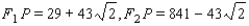 <strong>You are given an ellipse and a point P on the ellipse. Find and , the lengths of the focal radii. </strong> A) B) C) D) E)
