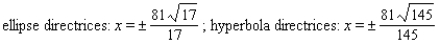 <strong>Determine the directrices for the ellipse and hyperbola. </strong> A) B) C) D) E)