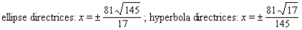 <strong>Determine the directrices for the ellipse and hyperbola. </strong> A) B) C) D) E)