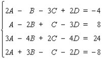 <strong>Use Cramer's rule along with a graphing utility to solve the system. </strong> A) B) C) D) E)