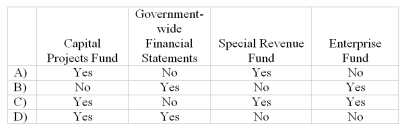 <strong>Indicate which of the following use Modified Accrual Accounting? </strong> A) Option A B) Option B C) Option C D) Option D