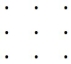 <strong>What is the unconscious assumption that prevents connecting the following nine dots with four straight,continuous lines? </strong> A)A line cannot be longer than 1 inch. B)A line cannot be drawn at a 45° angle. C)A line cannot be drawn at a 90° angle. D)A line cannot be drawn past a dot. E)none of the above