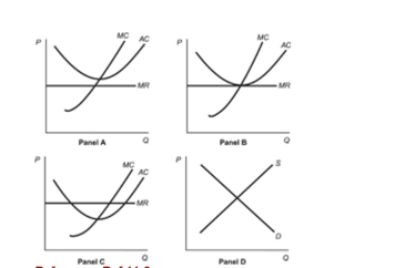 <strong>Figure: Profits and Competitive Firms Reference: Ref 11-8 (Figure: Profits and Competitive Firms) Refer to the four panels in the figure. Which of the panels shows a competitive firm making an economic loss?</strong> A) Panel A B) Panel B C) Panel C D) Panel D