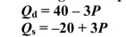 The market for aquarium cleaners can be defined by the following set of equations: P is the price of aquarium cleaners in dollars, and Q is quantity in thousands. After their use, aquarium cleaners get washed down the drain and increase the mineral content in streams and rivers increasing the fish population. The government estimates that the external benefit related to the use of each container of aquarium cleaner is $3 and is considering a subsidy of $3 per container of the aquarium cleaner. Using this information answer the following questions. a. What are the market price and market quantity in the aquarium cleaner market? b. What is the social benefit of each container of aquarium cleaner? c. If consumers are offered a subsidy of $3, that would cause the demand curve to shift to the right, and the new equation for the demand curve would be Qd = 40 - 3(P - 3). What is the efficient quantity traded in this market as a result of this subsidy? d. Draw a graph to illustrate the old and new equilibriums in this market (before and after the subsidy). e. What is the dollar amount of the deadweight loss that has been removed from this market as a result of the subsidy?