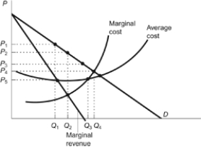 <strong>Use the following to answer questions: Figure: Maximize Monopoly Profits (Figure: Maximize Monopoly Profits) Refer to the figure. The monopolist will maximize its profit by charging a price equal to:</strong> A) P<sub>1</sub>. B) P<sub>2</sub>. C) P<sub>3</sub>. D) P<sub>4</sub>.
