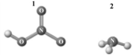 Consider the following image which depicts the reactants in an acid-base reaction.Atoms other than H are labeled with the element symbol. The products of this reaction are shown below. Which of the following is a correct interpretation of this reaction?