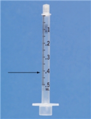Identify the dose indicated on the syringe.