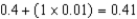 0.41 mL The calibrations divide a tenth of a mL into 10 increments, so each shorter calibration measures one-hundredth. mL
