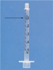Identify the dose indicated on the syringe.