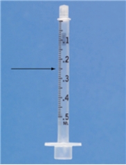 Identify the dose indicated on the syringe.
