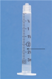 Identify the dose indicated on the syringe.
