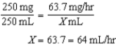 885-1062 mcg/min; 53-64 mL/hr 15 mcg/kg/min × 59 kg = 885 mcg/min 18 mcg/kg/min × 59 kg = 1062 mcg/min The dosage range is 885-1062 mcg/min. 885 mcg/min × 60 min/hr = 153,100 mcg/hr 53,100 mcg/hr ÷ 1000 mcg/mg = 53.1 mg/hr 1062 mcg/min × 60 min/hr = 63,720 mcg/hr 63,720 mcg/hr ÷ 1000 mcg/mg = 63.72 = 63.7 mg/hr         The flow rate range is 53-64 mL/hr.