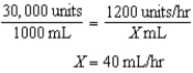 40 mL/hr 1 L 1000 mL/L = 1000 mL