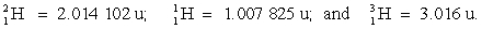 Determine the amount of energy released in the following reaction: where the masses are