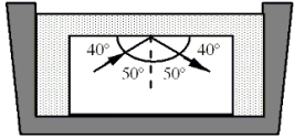 <strong>A glass block with an index of refraction of 1.7 is immersed in an unknown liquid. A ray of light inside the block undergoes total internal reflection as shown in the figure. Which one of the following relations best indicates what may be concluded concerning the index of refraction of the liquid, n<sub>L</sub>? </strong> A)n<sub>L</sub><sub> </sub>< 1.0 B)n<sub>L</sub> \ge 1.1 C)n<sub>L</sub><sub> </sub> \ge 1.3 D)n<sub>L</sub> \le 1.1 E)n<sub>L</sub><sub> </sub> \le 1.3