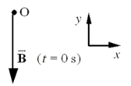 <strong>The electromagnetic wave of the radiation field from a wire antenna travels toward the plane of your paper (which is in the -z direction). At time t = 0 s, the wave strikes your paper at normal incidence. The magnetic field vector at point O in the figure points in the -y direction and has a magnitude of 4.0 × 10<sup>-</sup><sup>8</sup> T. The frequency of the wave is 1.0 × 10<sup>16</sup> Hz. What is the magnitude of the magnetic field at point O at time t = 5.0 × 10<sup>-</sup><sup>17</sup> s? </strong> A)1.0 × 10-8 T B)2.0 × 10-8 T C)3.0 × 10-8 T D)4.0 × 10-8 T E)5.0 × 10-8 T