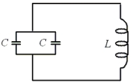 <strong>Two 250-µF capacitors and a 1.5-mH inductor are connected as shown in the figure. It is desired to drive the circuit by placing an ac generator in series with the inductor. Which one of the following generator output voltages will produce the largest current in the above circuit? Assume that V is in volts when t is in seconds.  </strong> A)V = 0.6 sin[(1.1 × 10<sup>6 </sup>rad/s)t] B)V = 0.6 sin[(1.2 × 10<sup>3 </sup>rad/s)t] C)V = 1.2 sin[(5.3 × 10<sup>6 </sup>rad/s)t] D)V = 1.2 sin[(2.3 × 10<sup>5 </sup>rad/s)t] E)V = 2.8 sin[(4.6 × 10<sup>6 </sup>rad/s)t] <div style=padding-top: 35px> 