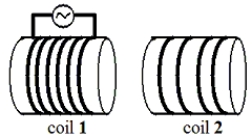 <strong>Two coils share a common axis as shown in the figure. The mutual inductance of this pair of coils is 6.0 mH. If the current in coil 1 is changing at the rate of 3.5 A/s, what is the magnitude of the emf generated in coil 2? </strong> A)5.8 × 10<sup>-</sup><sup>4</sup> V B)1.7 × 10<sup>-</sup><sup>3</sup> V C)3.5 × 10<sup>-</sup><sup>3</sup> V D)1.5 × 10<sup>-</sup><sup>2 </sup>V E)2.1 × 10<sup>-</sup><sup>2 </sup>V