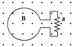 <strong>The figure shows a uniform magnetic field that is normal to the plane of the conducting loop of resistance R. Note: the area of the non-circular portion of the circuit is negligible compared to that of the loop. Which entry in the table below correctly pairs the change in the system with the direction of the induced current through R? </strong> A) B) C) D) E)