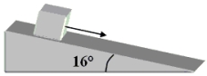 <strong>An ice cube, \rho = 917 kg/m<sup>3</sup>, is sliding down a frictionless incline as shown in the drawing. The sides of the cube each have a length of 0.75 m. What pressure does the cube exert on the incline? </strong> A)1800 Pa B)6500 Pa C)3600 Pa D)2700 Pa E)5100 Pa