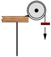 <strong>A 45-N brick is suspended by a light string from a 2.0-kg pulley. The brick is released from rest and falls to the floor below as the pulley rotates through 5.0 rad. The pulley may be considered a solid disk of radius 1.5 m. What is the angular speed of the pulley? </strong> A)17 rad/s B)15 rad/s C)9.4 rad/s D)8.1 rad/s E)7.3 rad/s