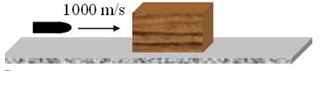 <strong>A 2.0-kg pistol fires a 1.0-g bullet with a muzzle speed of 1000 m/s. The bullet then strikes a 10-kg wooden block resting on a horizontal frictionless surface. The block and the embedded bullet then slide across the surface.   What is the kinetic energy of the bullet as it travels toward the block?</strong> A)100 J B)500 J C)1000 J D)5000 J E)10 000 J <div style=padding-top: 35px> 