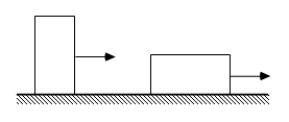 <strong>Two identical blocks are pulled along a rough surface as suggested in the figure. Which one of the following statements is false? </strong> A)The coefficient of kinetic friction is the same in each case. B)A force of the same magnitude is needed to keep each block moving. C)A force of the same magnitude was required to start each block moving. D)The normal force exerted on the blocks by the surface is the same for both blocks. E)The magnitude of the force of kinetic friction is greater for the block on the right.