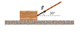 A block is pulled at constant speed along a rough level surface by a rope that makes an angle of 30° with respect to the horizontal. The applied force along the rope is  . The force of kinetic friction between the block and the surface is 10 N.   -Which one of the following expressions gives the magnitude of the force  in SI units?