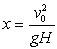 <strong>A puck slides across a smooth, level tabletop at height H at a constant speed v<sub>o</sub>. It slides off the edge of the table and hits the floor a distance x away as shown in the figure. What is the relationship between the distances x and H?</strong> A) B) C) D) E)