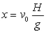 <strong>A puck slides across a smooth, level tabletop at height H at a constant speed v<sub>o</sub>. It slides off the edge of the table and hits the floor a distance x away as shown in the figure. What is the relationship between the distances x and H?</strong> A) B) C) D) E)