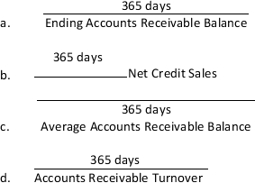 The average collection period is calculated as  <div style=padding-top: 35px> 