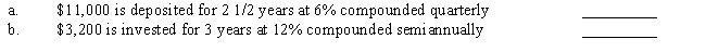 Compute the future value for each of the following problems. Use Tables 16-1A&B or a calculator. 