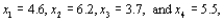 Given four observed values: would result in a point estimate for that is equal to __________.