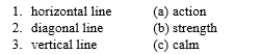 The orientation of a line can communicate particular feelings. Match the type of line with the feeling it communicates: