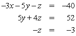 Solve the system of equations.
