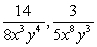 Find the LCD for the given rational expressions, and convert each rational expression into an equivalent rational expression with the LCD as the denominator.  <div style=padding-top: 35px> 